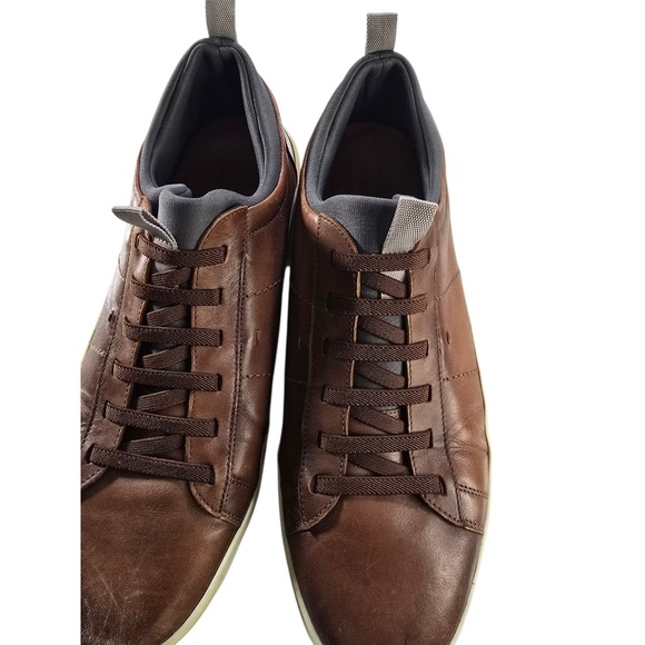 Martin Dingman Mens Cameron Sheepskin Leather Shoes Size 11 Whiskey Sneakers - Picture 3 of 8